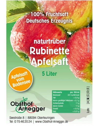 Rubinette Naturtrüber Apfelsaft